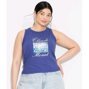 Claude Monet Graphic Tank Top in Navy Blue
